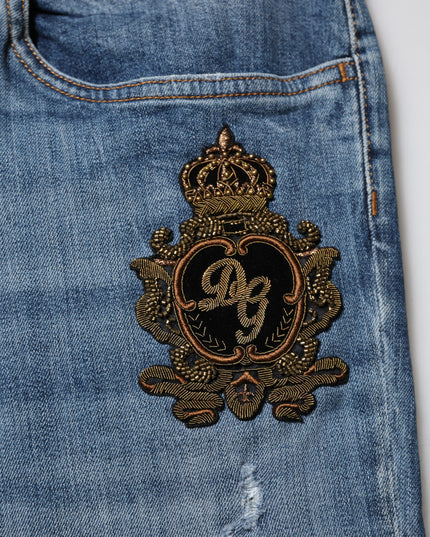 Dolce & Gabbana Blue Logo Embroidery Denim Jeans