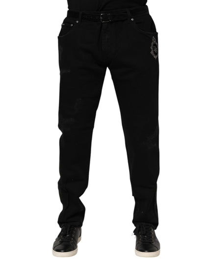 Dolce & Gabbana Black Cotton Skinny Men Denim Jeans