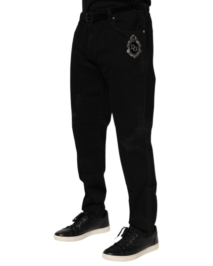 Dolce & Gabbana Black Cotton Skinny Men Denim Jeans