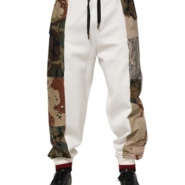 Dolce & Gabbana White Patchwork Jogger Pants