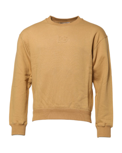 Dolce & Gabbana Mustard Cotton DG Embossed Pullover Sweater