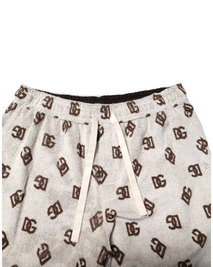 Dolce & Gabbana White Cotton DG Mania Print Men Bermuda Shorts
