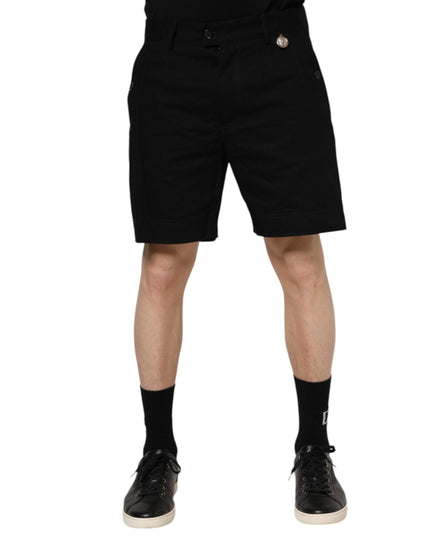 Dolce & Gabbana Black Cotton Knee Length Men Bermuda Shorts
