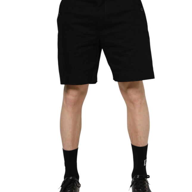 Dolce & Gabbana Black Cotton Knee Length Men Bermuda Shorts