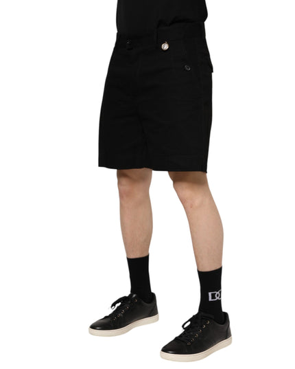 Dolce & Gabbana Black Cotton Knee Length Men Bermuda Shorts