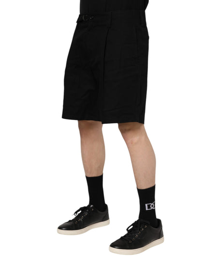 Dolce & Gabbana Black Cotton Knee Length Men Bermuda Shorts