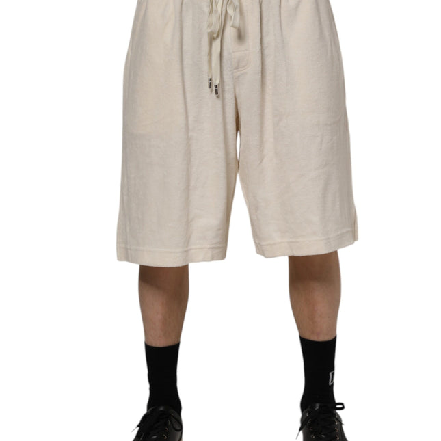 Dolce & Gabbana Ivory Cotton Men Bermuda Sweatshorts Shorts