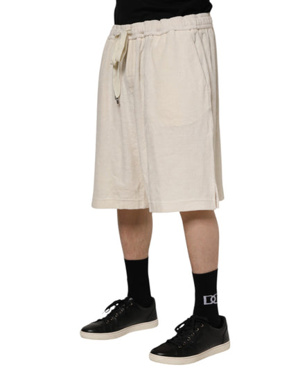 Dolce & Gabbana Ivory Cotton Men Bermuda Sweatshorts Shorts