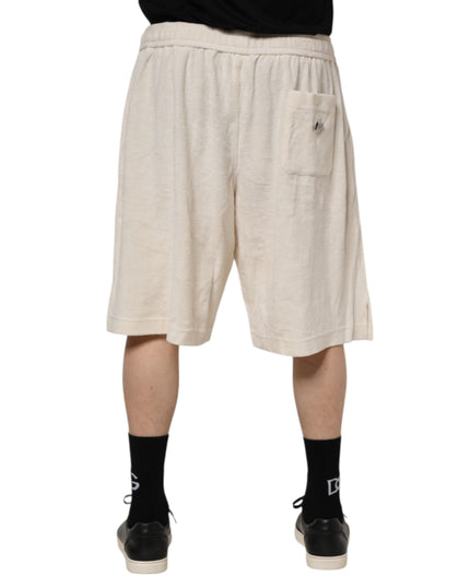 Dolce & Gabbana Ivory Cotton Men Bermuda Sweatshorts Shorts