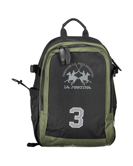 La Martina Black Polyester Backpack