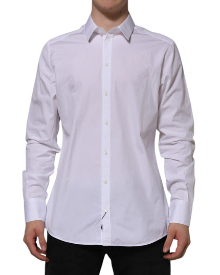 Dolce & Gabbana White Cotton GOLD Long Sleeves Formal Shirt