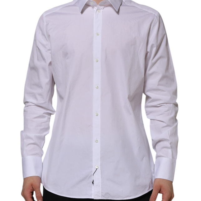 Dolce & Gabbana White Cotton GOLD Long Sleeves Formal Shirt