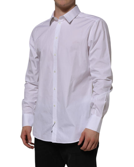 Dolce & Gabbana White Cotton GOLD Long Sleeves Formal Shirt