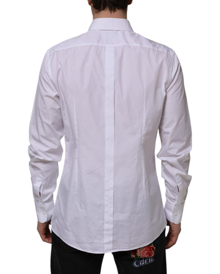 Dolce & Gabbana White Cotton GOLD Long Sleeves Formal Shirt