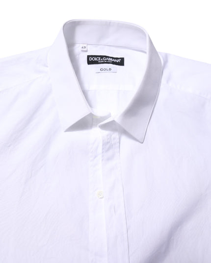 Dolce & Gabbana White Cotton GOLD Long Sleeves Formal Shirt