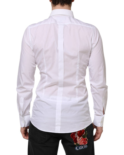 Dolce & Gabbana White Cotton GOLD Bib Poplin Formal Shirt