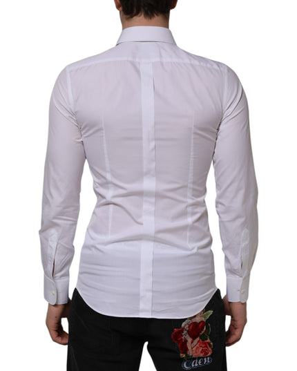 Dolce & Gabbana White Cotton GOLD Bib Poplin Formal Shirt