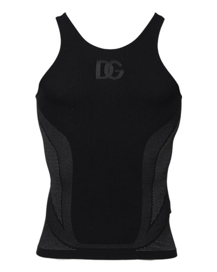 Dolce & Gabbana Black Nylon Sleeveless Underwear Tank T-shirt