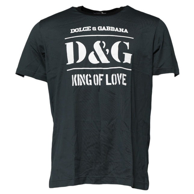 Dolce & Gabbana Black Cotton Printed Short Sleeves T-shirt