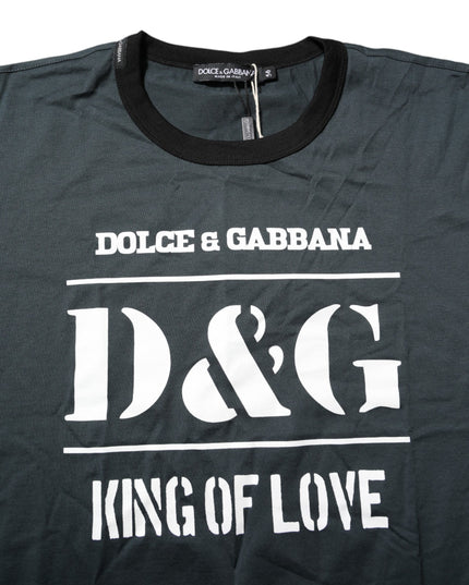 Dolce & Gabbana Black Cotton Printed Short Sleeves T-shirt