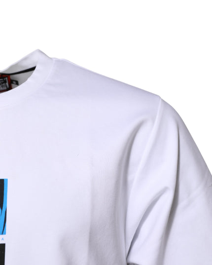 Dolce & Gabbana White Cotton Crew Neck Graphic Print T-shirt