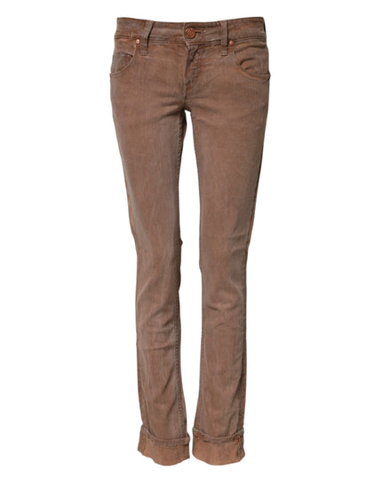 Acht Brown Cotton Slim Fit Denim Low Waist Jeans