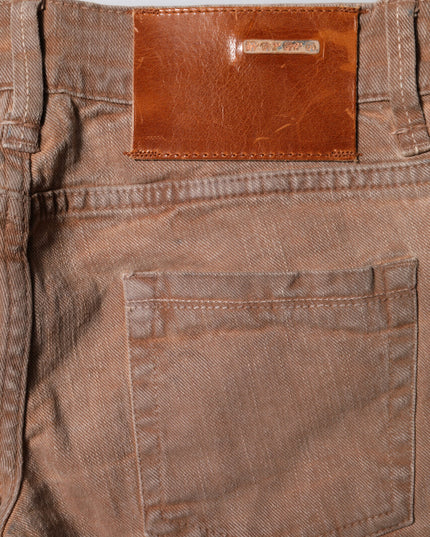 Acht Brown Cotton Slim Fit Denim Low Waist Jeans