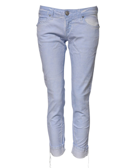 Acht Light Blue Cotton Slim Fit Denim Low Waist Denim Jeans