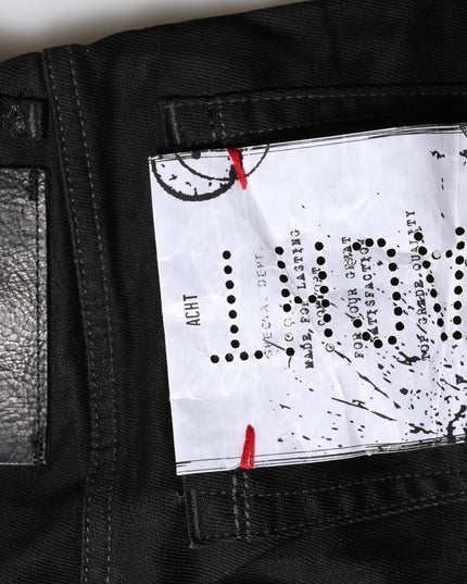 Acht Black Cotton Slim Fit Denim Low Waist Denim Jeans