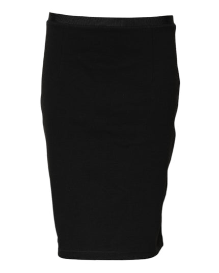 GF Ferre Black Polyester Pencil Cut Knee Length Skirt