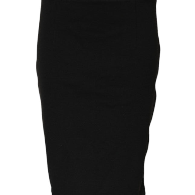 GF Ferre Black Polyester Pencil Cut Knee Length Skirt
