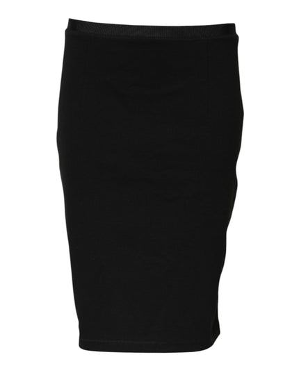 GF Ferre Black Polyester Pencil Cut Knee Length Skirt