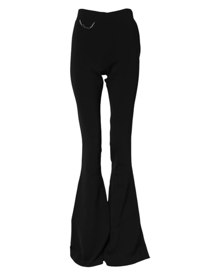 Dsquared² Black Polyester High Waisted Flared Pants