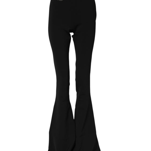 Dsquared² Black Polyester High Waisted Flared Pants
