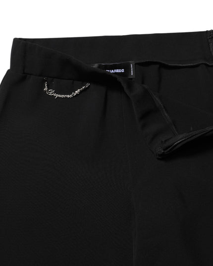 Dsquared² Black Polyester High Waisted Flared Pants