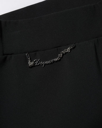 Dsquared² Black Polyester High Waisted Flared Pants