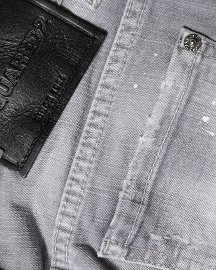 Dsquared² Gray Washed Mid Waist Tapered Denim Jeans