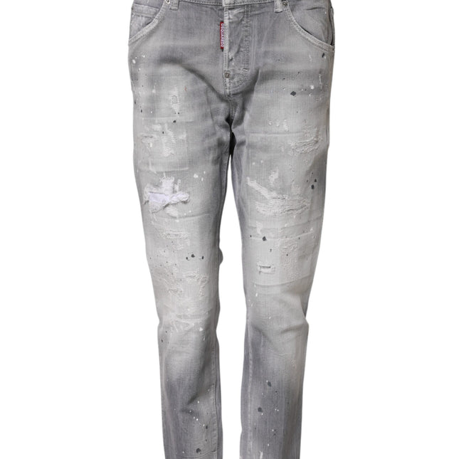 Dsquared² Gray Washed Mid Waist Tapered Jeans