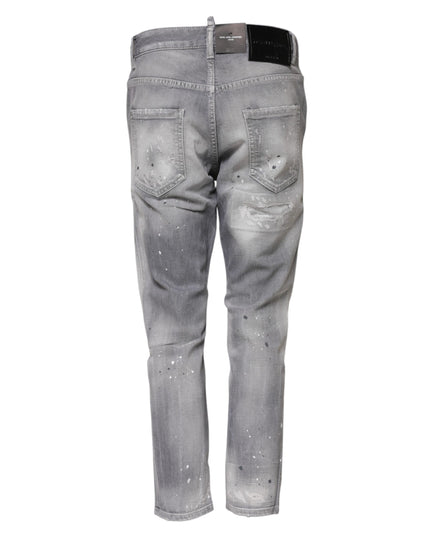Dsquared² Gray Washed Mid Waist Tapered Jeans
