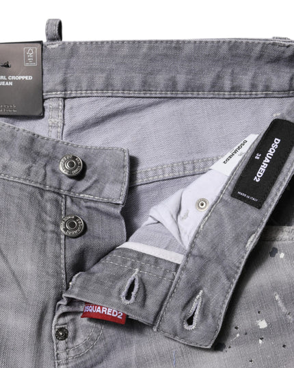 Dsquared² Gray Washed Mid Waist Tapered Jeans