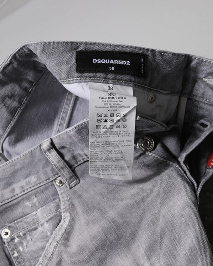 Dsquared² Gray Washed Mid Waist Tapered Jeans