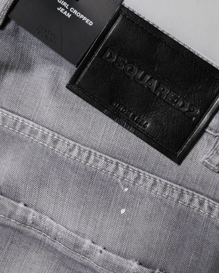 Dsquared² Gray Washed Mid Waist Tapered Jeans