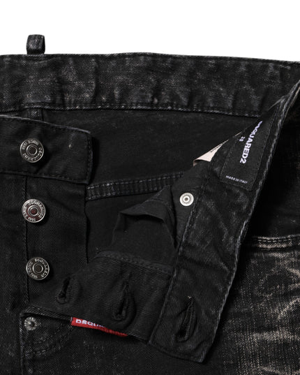 Dsquared² Black Washed Mid Waist Tapered Denim Jeans