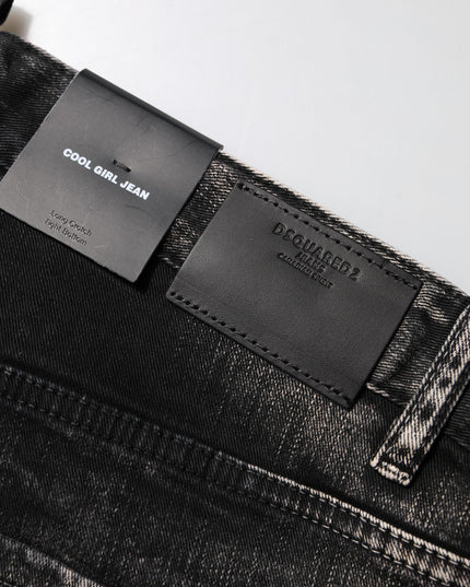 Dsquared² Black Washed Mid Waist Tapered Denim Jeans