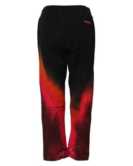Dsquared² Black Red Cotton Straight Fit Jogger Pants