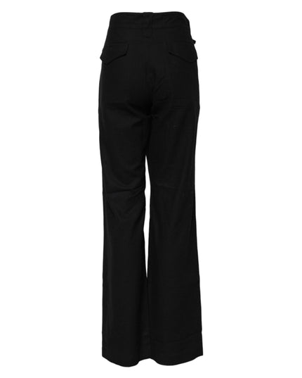 Ermanno Scervino Black Straight Fit High Waist Pants