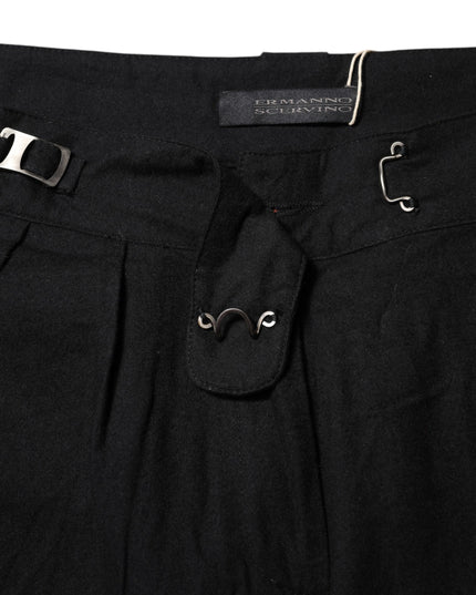 Ermanno Scervino Black Straight Fit High Waist Pants
