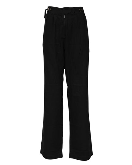 Ermanno Scervino Black Straight Fit High Waist Pants