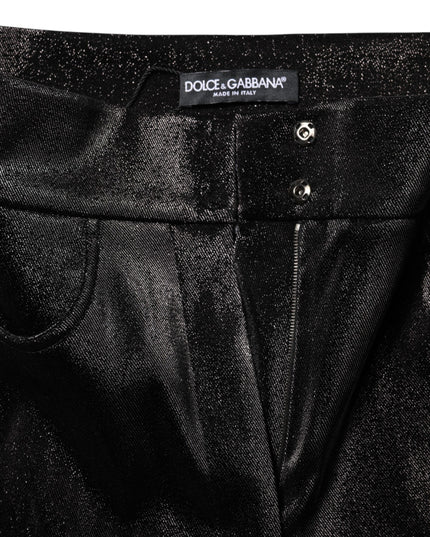 Dolce & Gabbana Black Cotton Stretch Silver Lurex Thread Pants