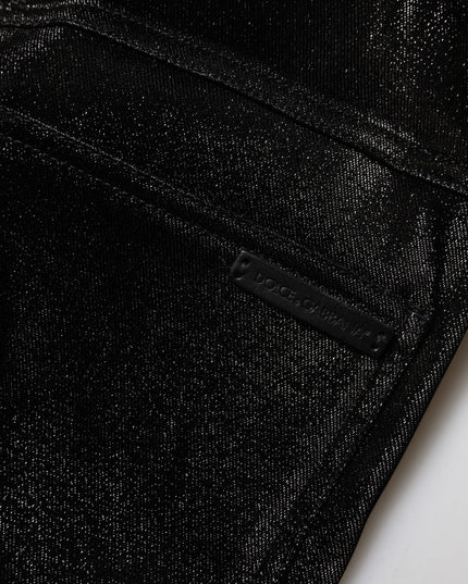 Dolce & Gabbana Black Cotton Stretch Silver Lurex Thread Pants